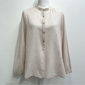 isabel marant etoile striped 1/2 button up top tan cream cotton 38 US Medium